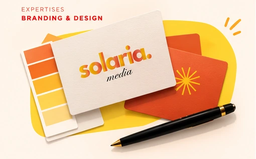 Visuel fourni illustrant le branding et les supports d’identité visuelle