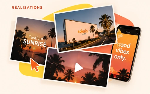 Visuel de présentation fourni : campagne publicitaire avec supports photo et affichage